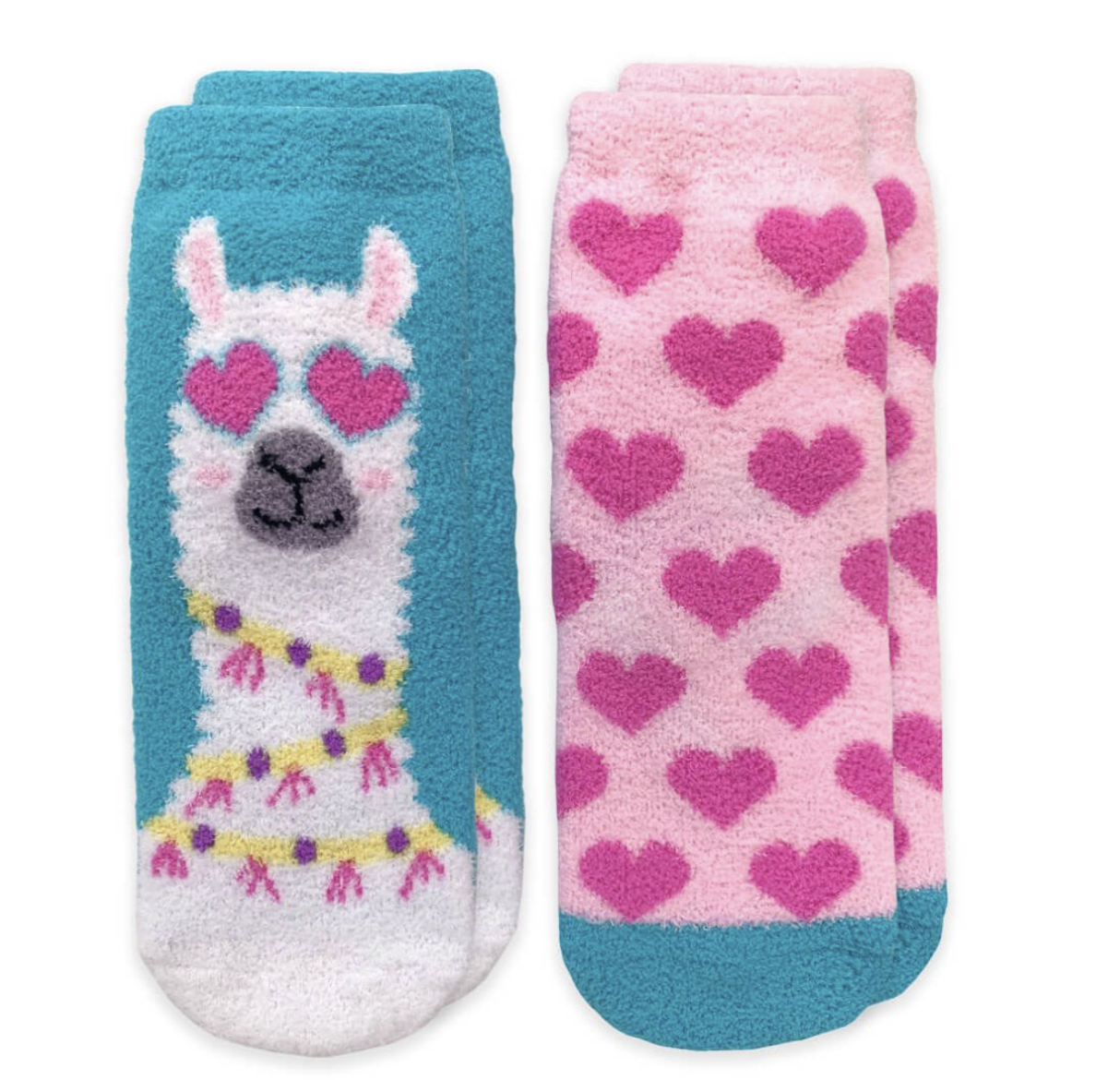 Unicorn/Rainbow Fuzzy Non-Skid Slipper Socks 2 Pair Pack