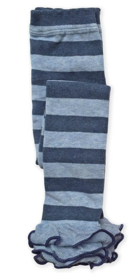 Denim Stripe Ruffle Footless Tights