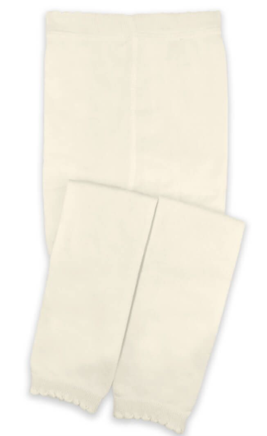 Ivory Scalloped Pima Cotton Footless Tights