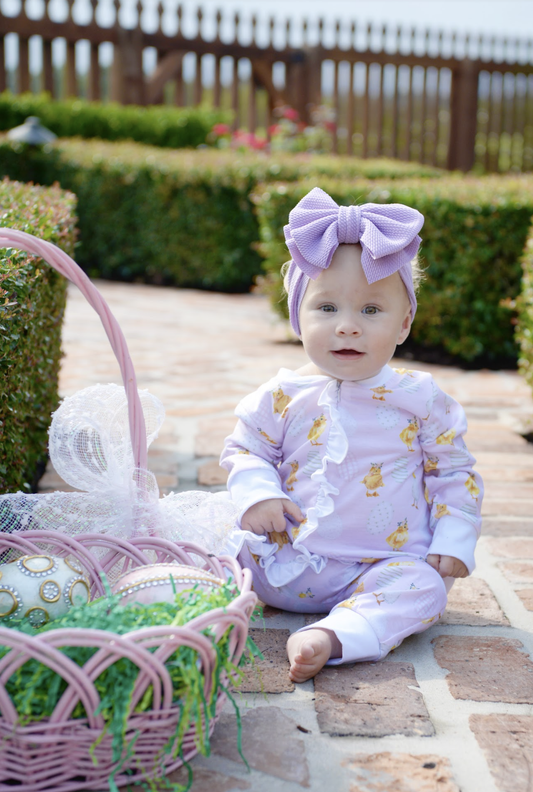 Pink Easter Chick Ruffle Coverall