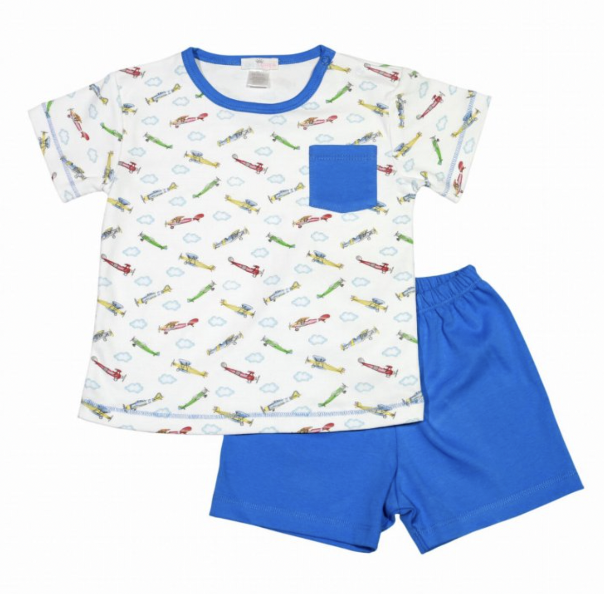 Airplanes Pima Pocket Tee Short Set
