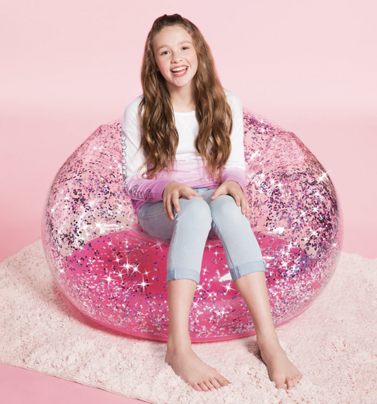 Pink Confetti Glitter Inflatable Chair