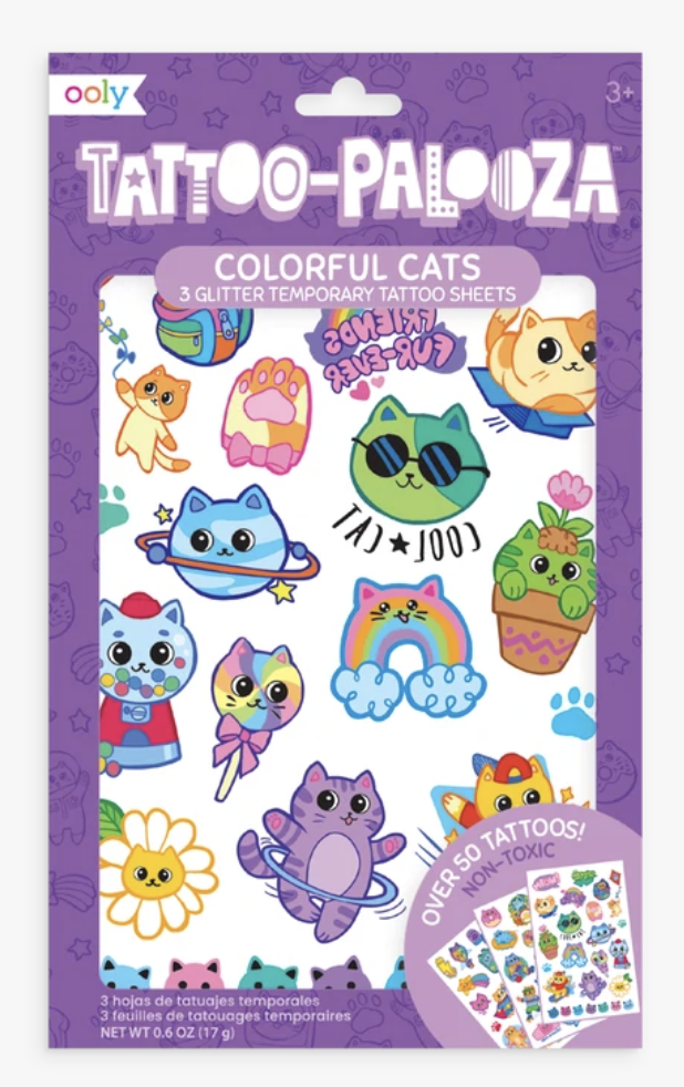 tattoo-palooza temporary tattoos - colorful cats