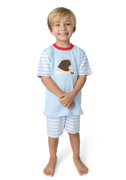 APPLIQUE BASEBALL GEAR BOY'S SHORT SET