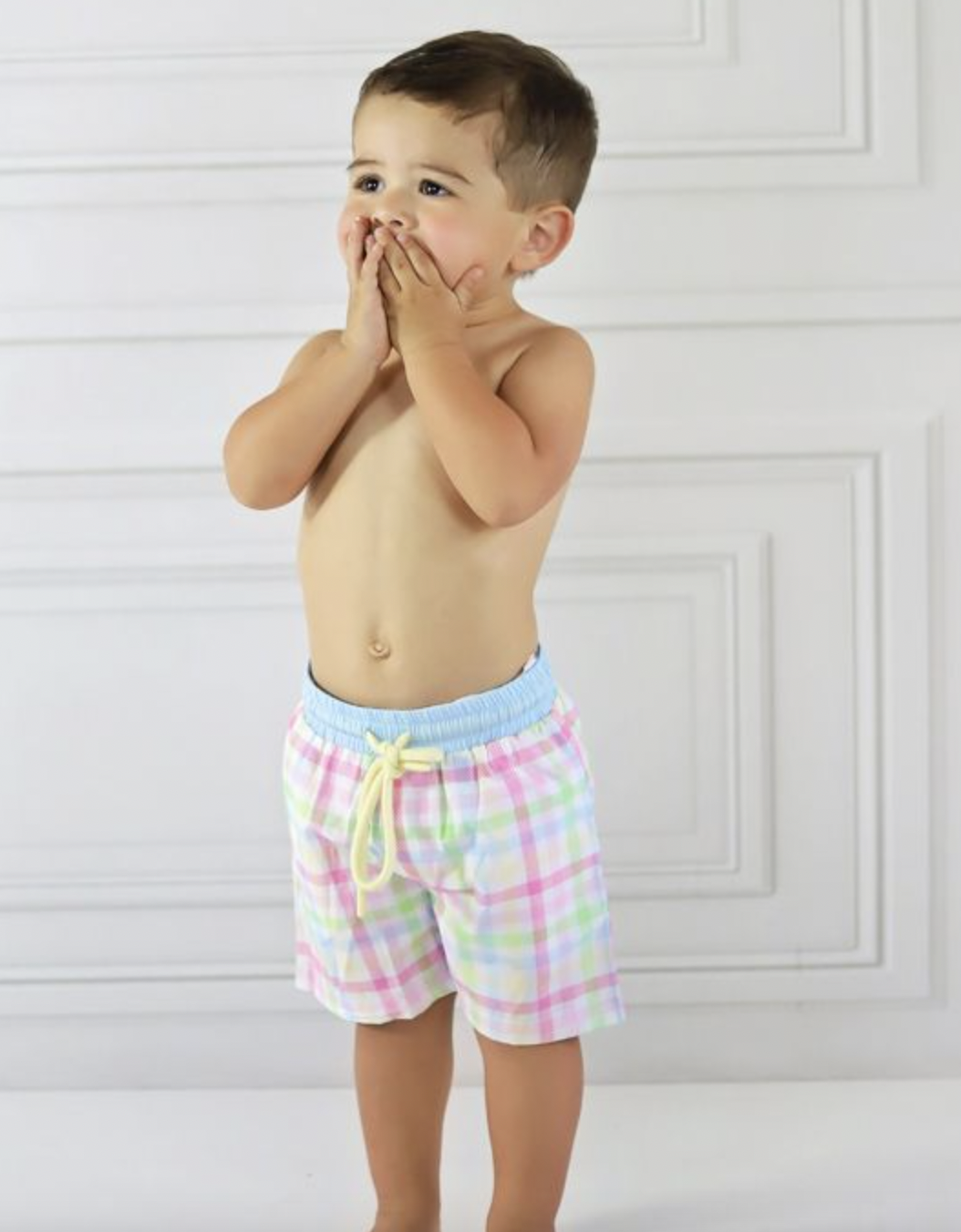 Pastel Patchwork Boys Swim Trunk