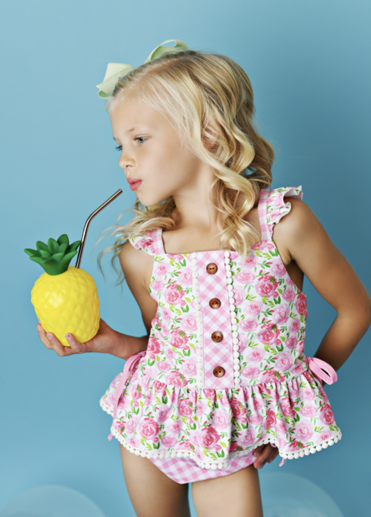 Watercolor Floral Ruffle Tunic Swimmy