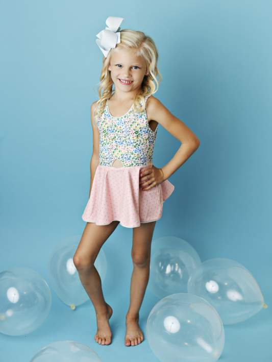 Peachy Floral Skirted Swimmy