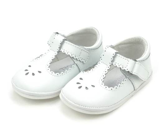Dottie Scalloped Perforated Mary Jane White