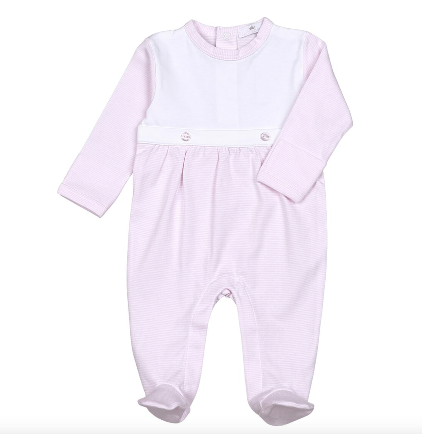 Pink Stripes Pima Bib Footie