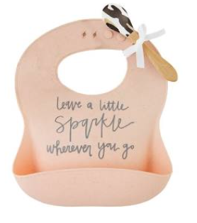 Pink Silicone Bib and Spoon