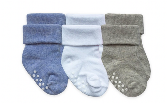 Boys Non-Skid Turn Cuff Socks 3 Pair Pack