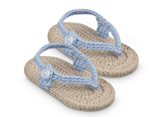 Lt. Blue/Khaki Crochet Flip Flops