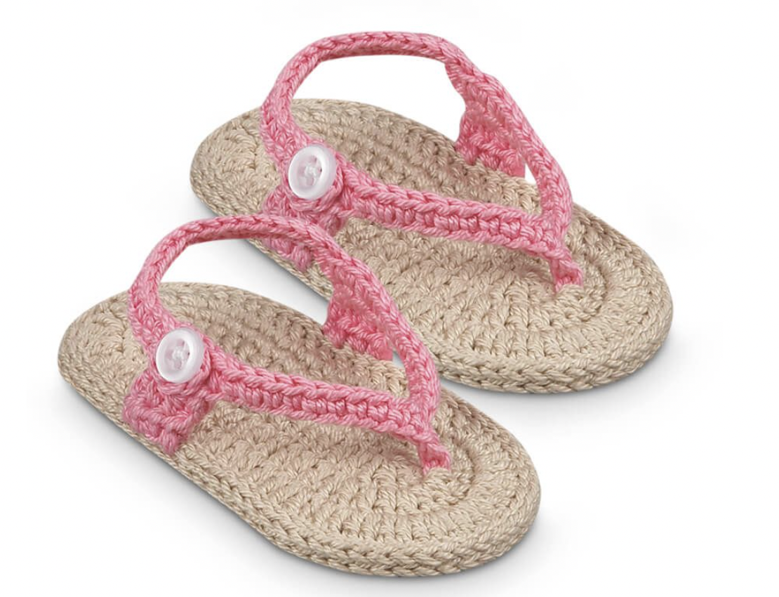 Pink/Khaki Crochet Flip Flops