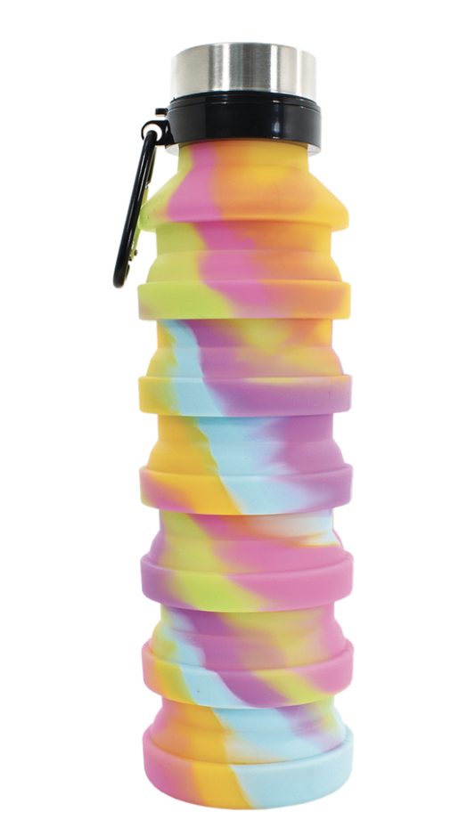 Tie Dye Silicone Collapsible Water Bottle