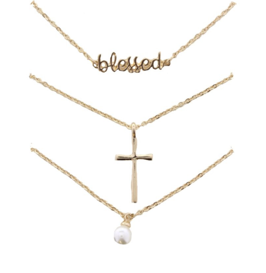 Jane Marie Set Of 3 Necklaces - Blessed