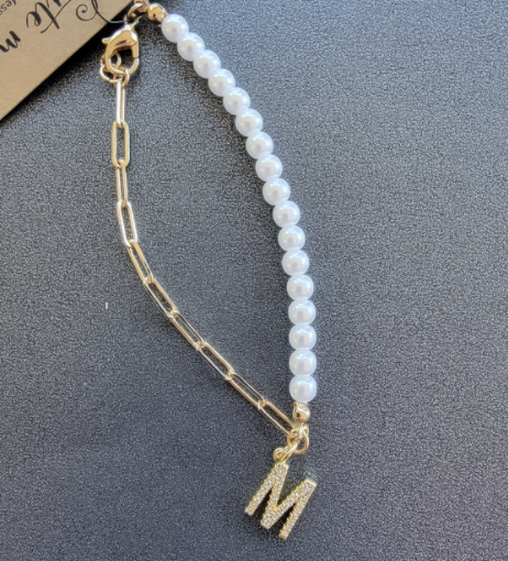 Initial Gold/Freshwater Pearl Bracelet