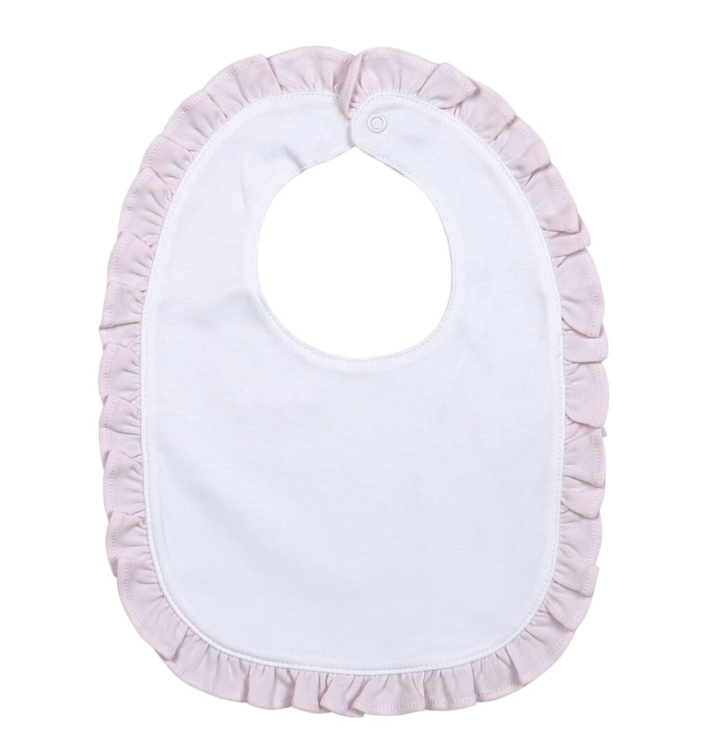 Pink Ruffle White Pima Bib