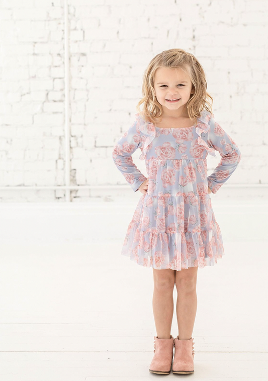 Rose Garden Knit & Mesh Dress