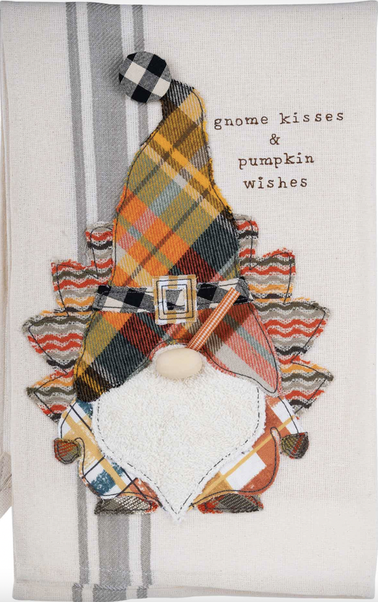 Gnome Kisses And Pumpkin Wishes Tea Towel