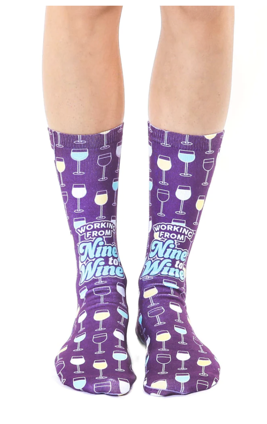 Nine To Wine Crew Socks
