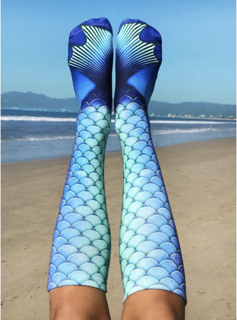 Blue Mermaid Knee High Socks