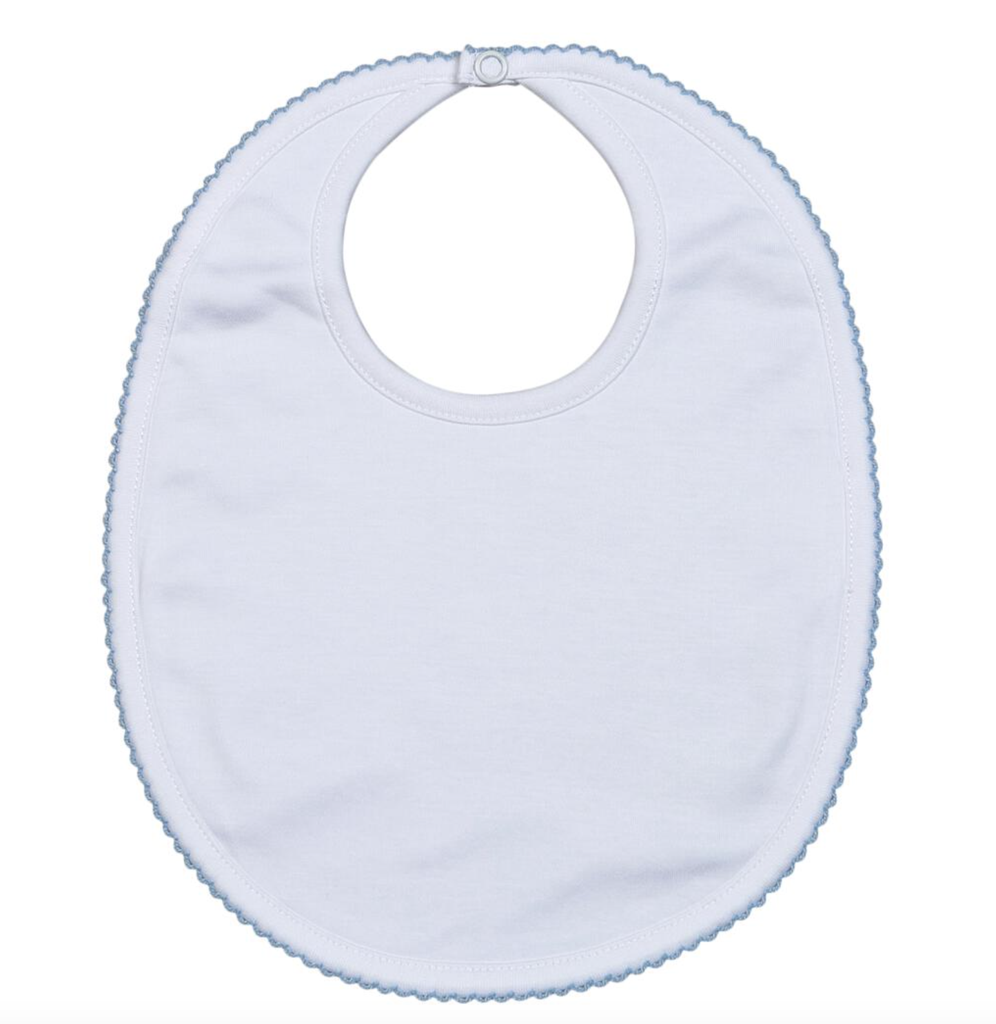 White Pima Bib w/Blue Trim