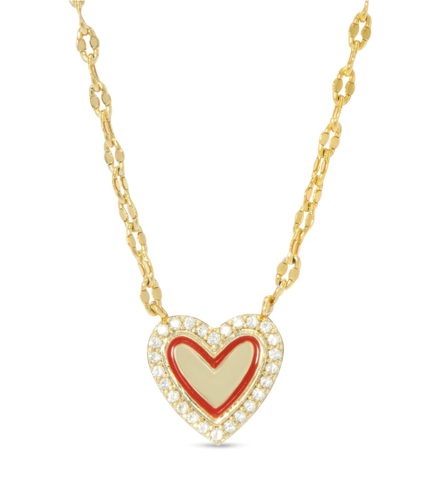 Red Heart & CZ Necklace