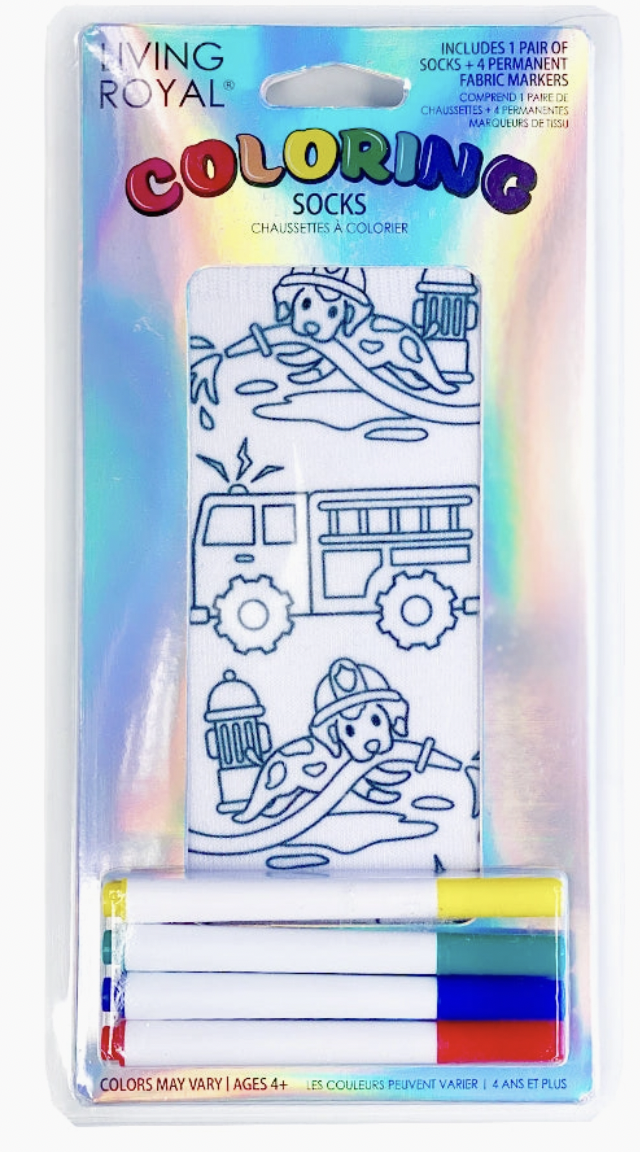 Fire Truck Coloring Socks