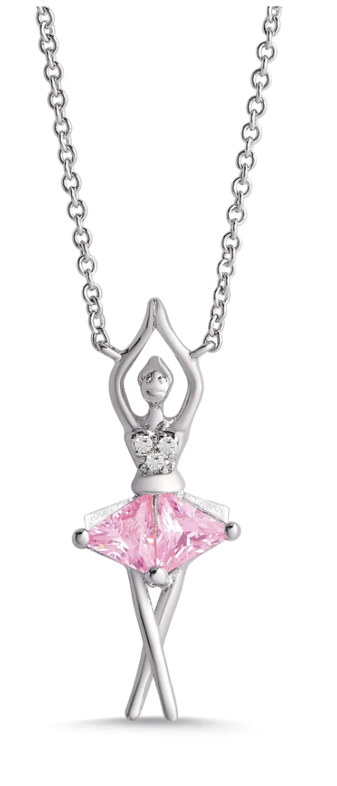 Pink & White CZ Ballerina Necklace