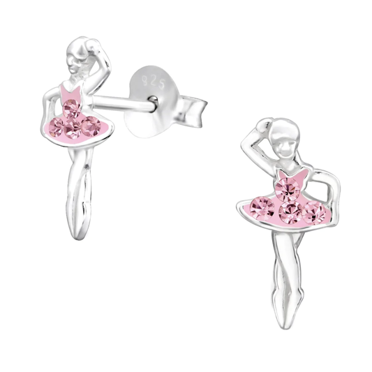 Ballerina Stud Earrings W/ Crystals