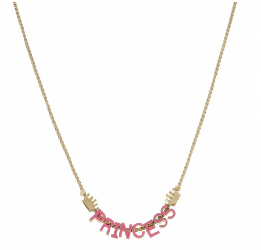 Jane Marie Pink "Princess" With Crowns Necklace