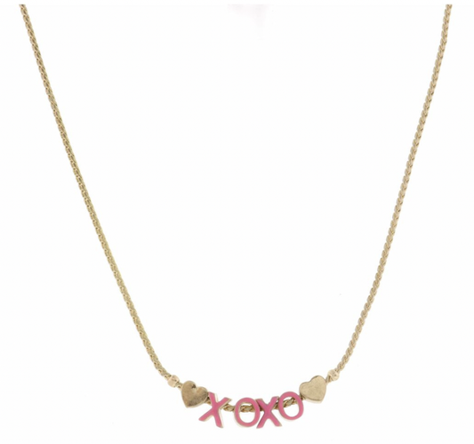 Jane Marie Pink "XOXO" With Hearts Necklace