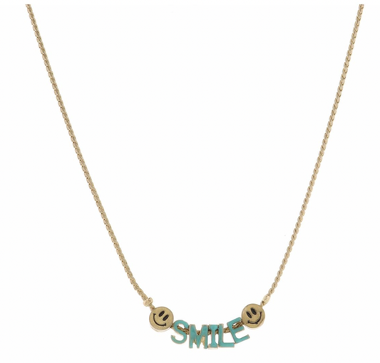 Jane Marie Turquoise "Smile" With Smiley Faces Necklace