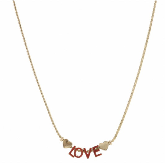 Red "Love" With Hearts Necklace
