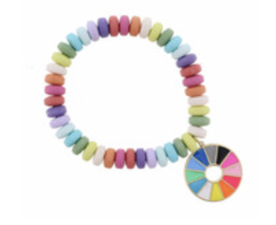 Kids Multi Colored Disk Beads W/ Color Wheel Bracelet