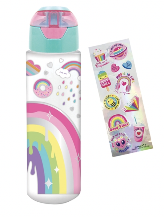 Rainbow H2O Bottle w/Stickers