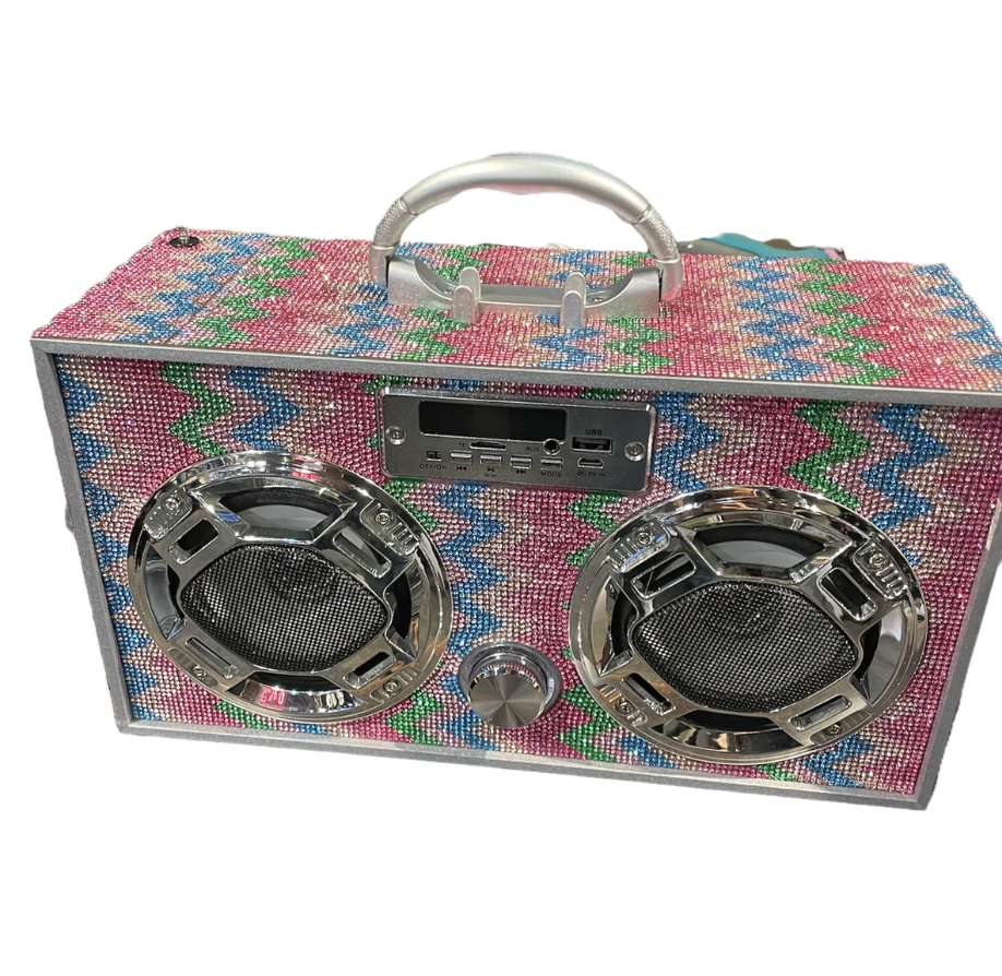 Chevron Bling Retro Bluetooth Boombox