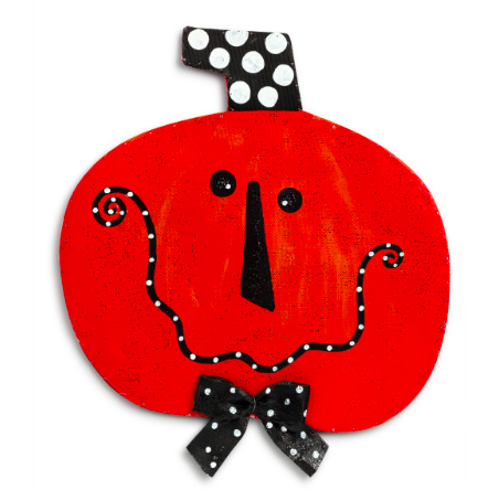 Pumpkin with Bow Door Hanger