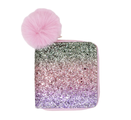 Rainbow Glitter Wallet w/ Pom Pom