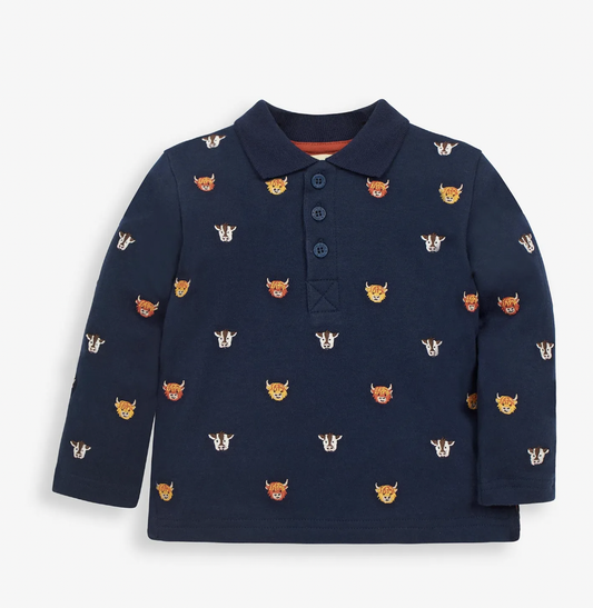 Highland Cow Embroidered Polo