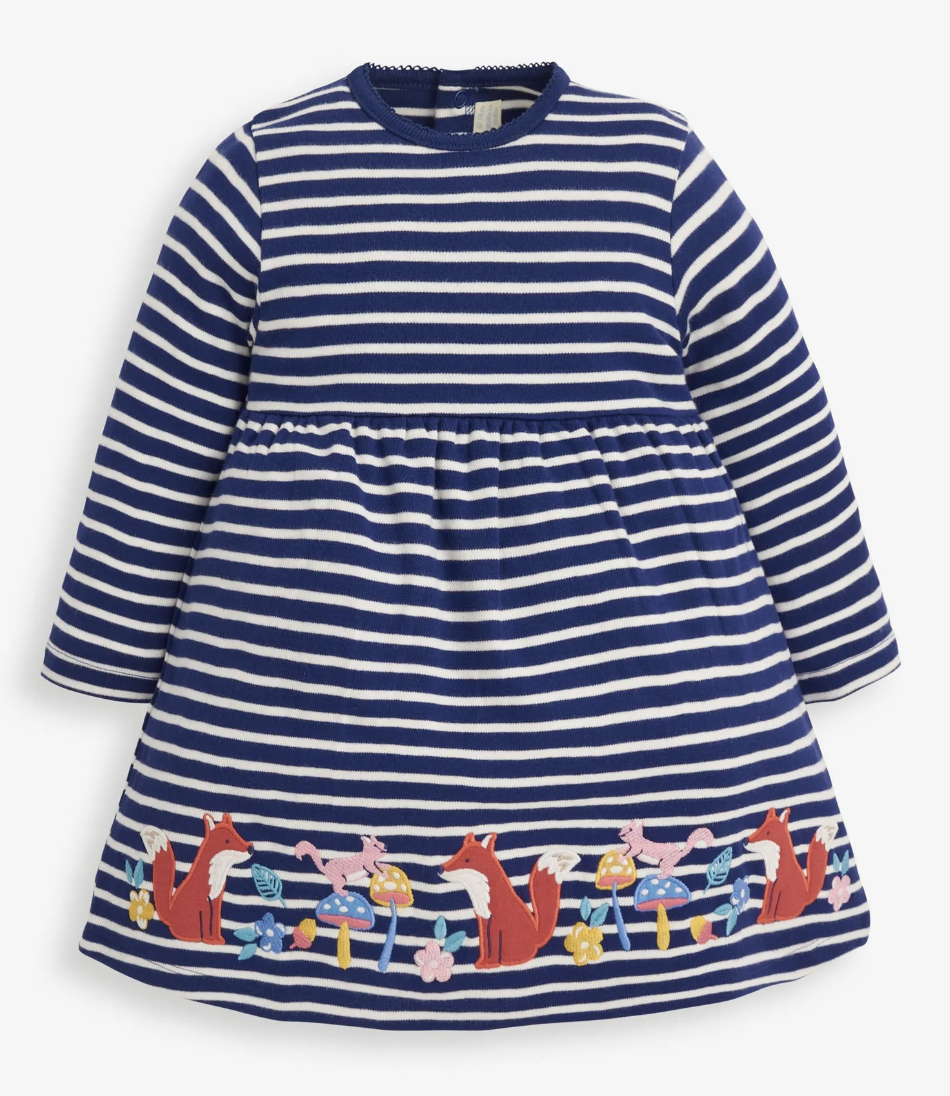 Woodland Applique Navy Dress