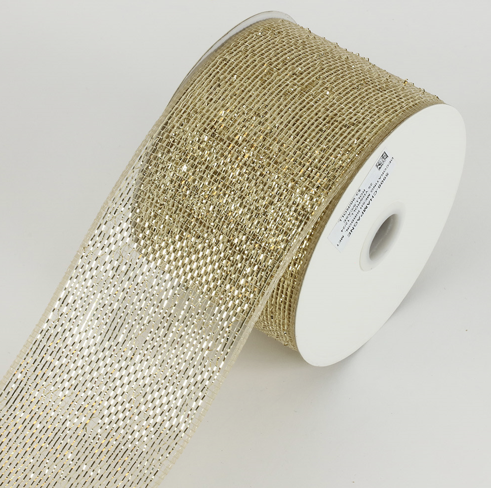 Champagne- Decorating Metallic Mesh Ribbon