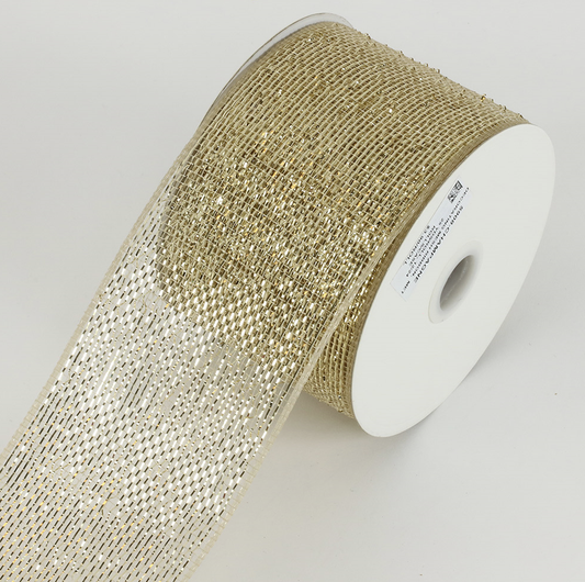 Champagne- Decorating Metallic Mesh Ribbon