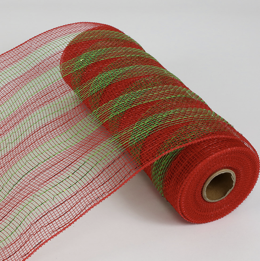 Red & Green- Decorating Mesh Metallic  Ribbon