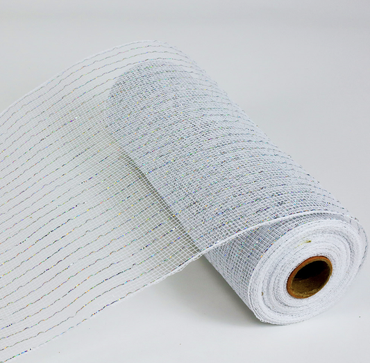 White- Decorating Mesh Metallic  Ribbon