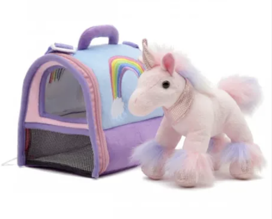 8'' Rainbow Pink Unicorn w/Case