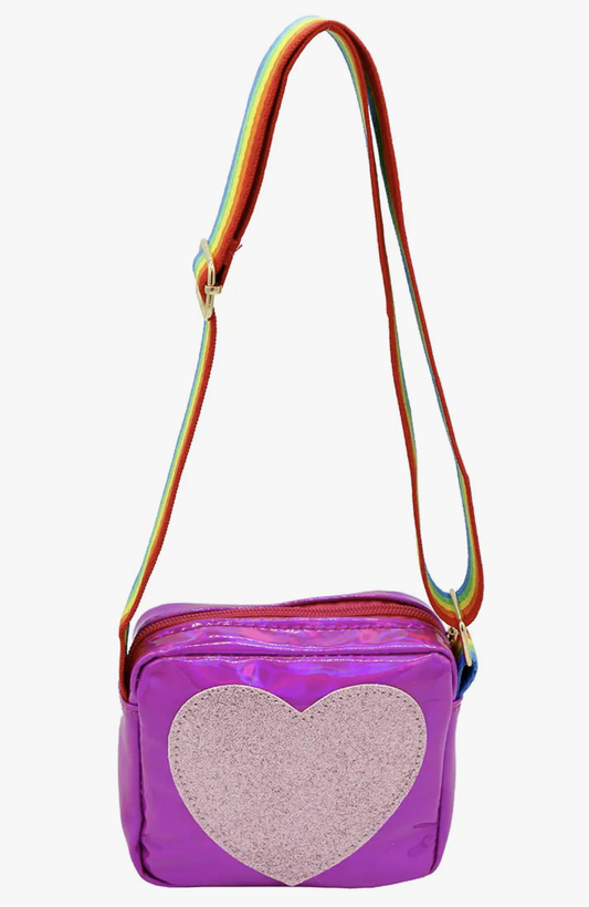 Heart Rainbow Strap Purse Pink