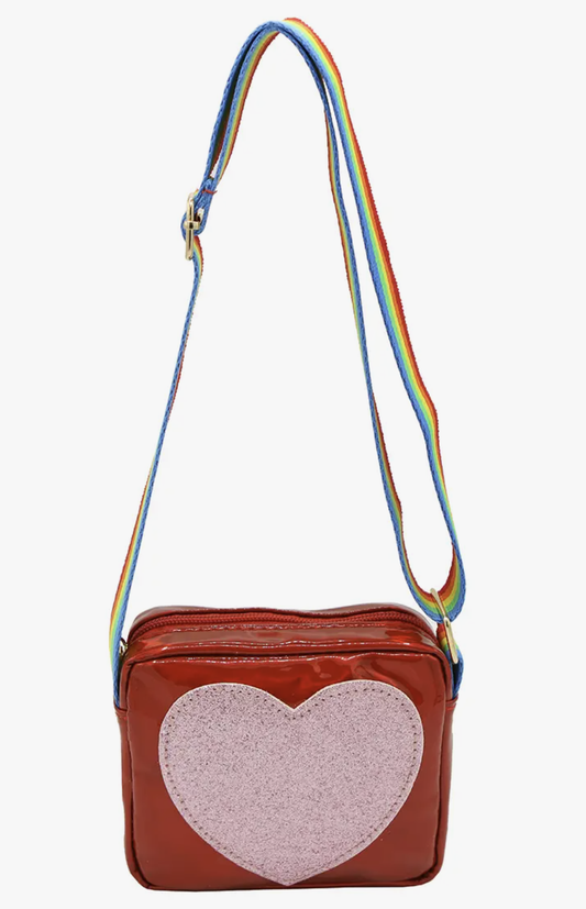Heart Rainbow Strap Purse Red