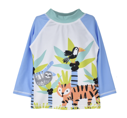 Graphic Rash Guard Swim Top Wild Jungle