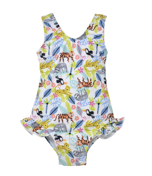 Delaney Hip Ruffle Swimsuit Wild Jungle